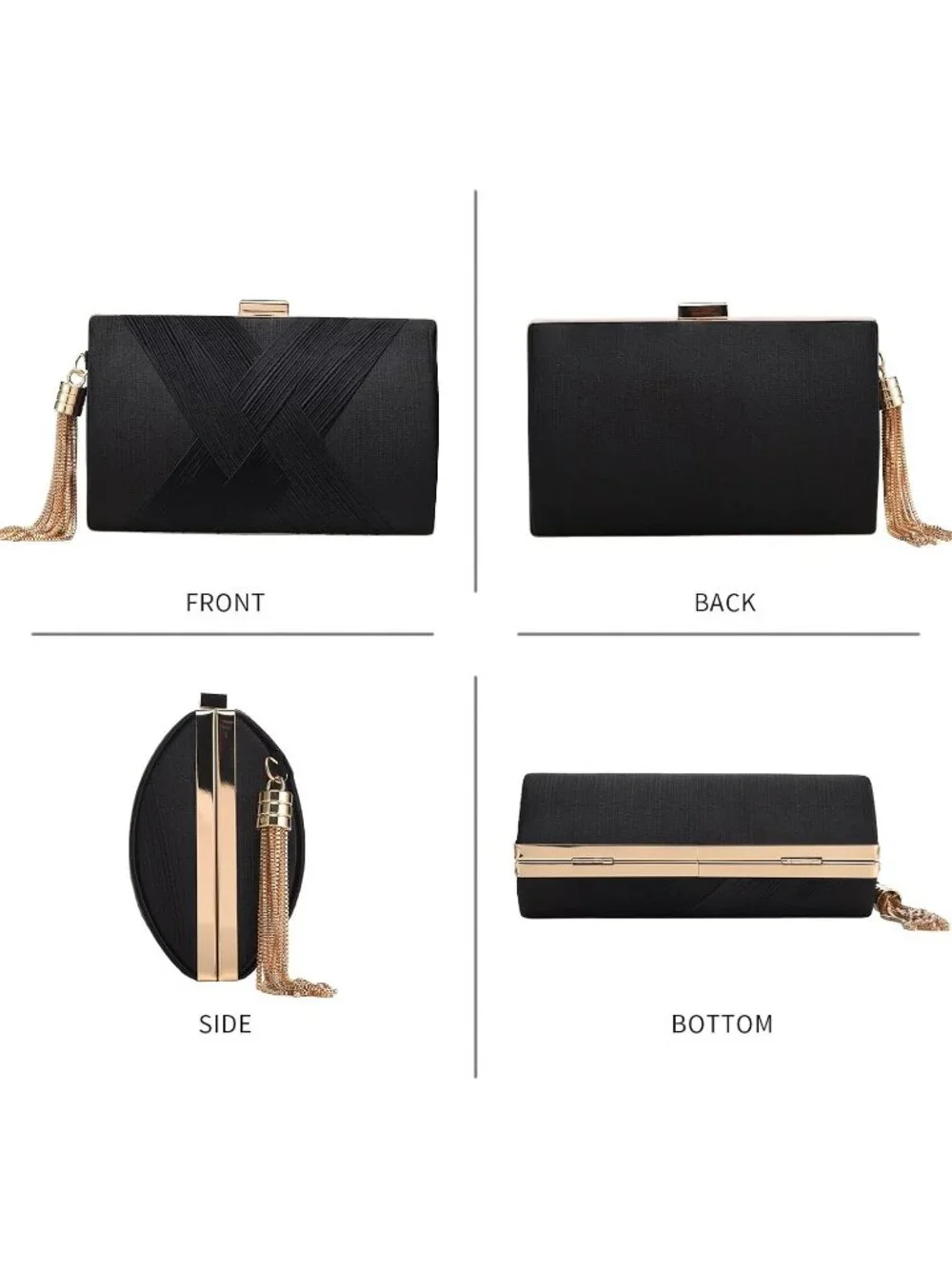 👜 Women's Black Tassel Evening Clutch bag Crossbody Night out Clutch Purses